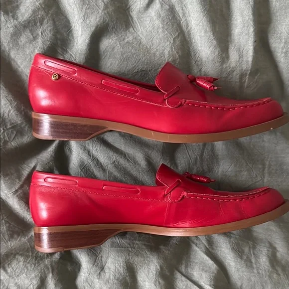 Etienne Aigner Red Leather Loafers - Picture 5 of 5
